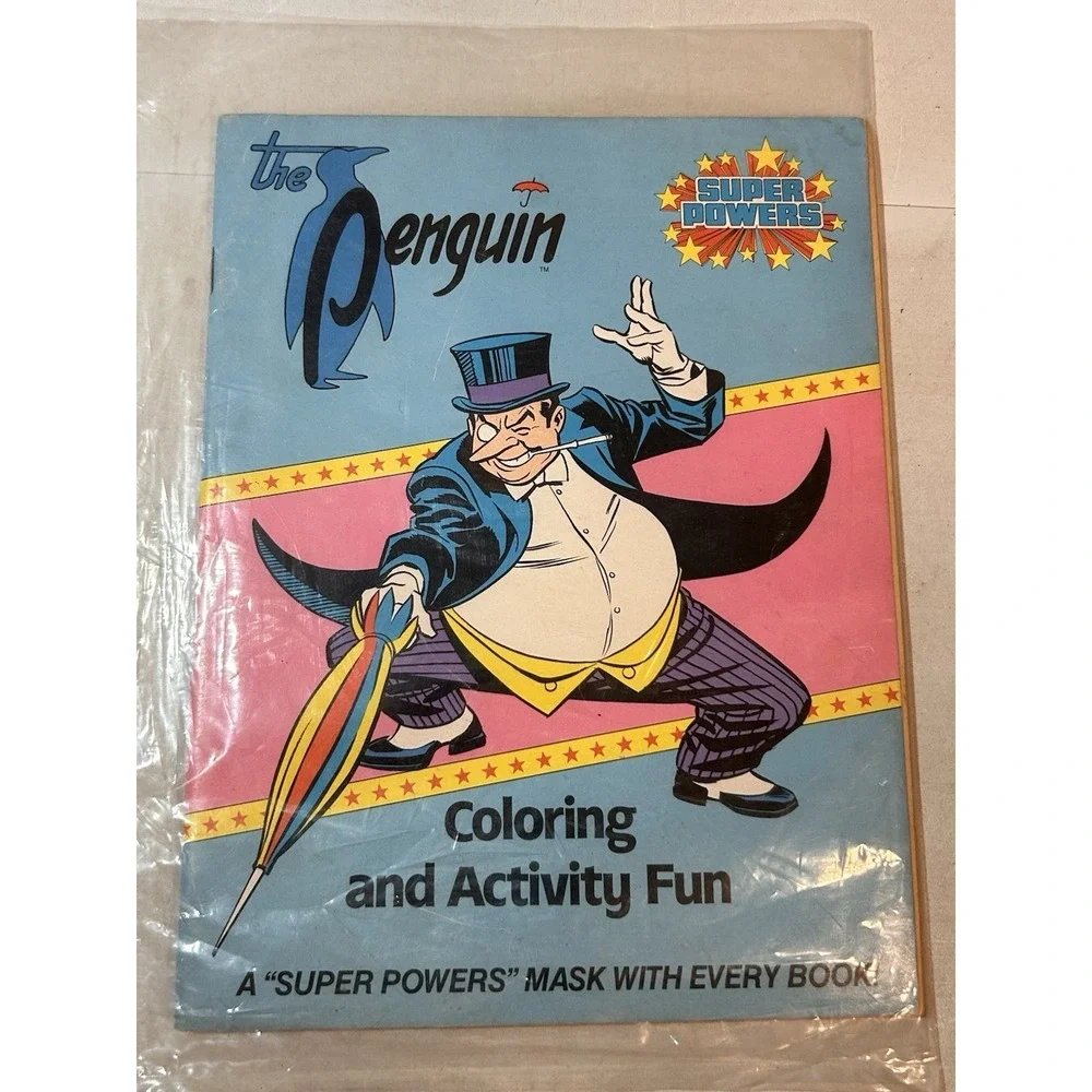 Vintage Penguin Super Powers Coloring and Activity Book 1984 Unused RARE DC
